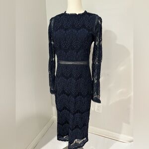 Elegant Navy Lace Dress